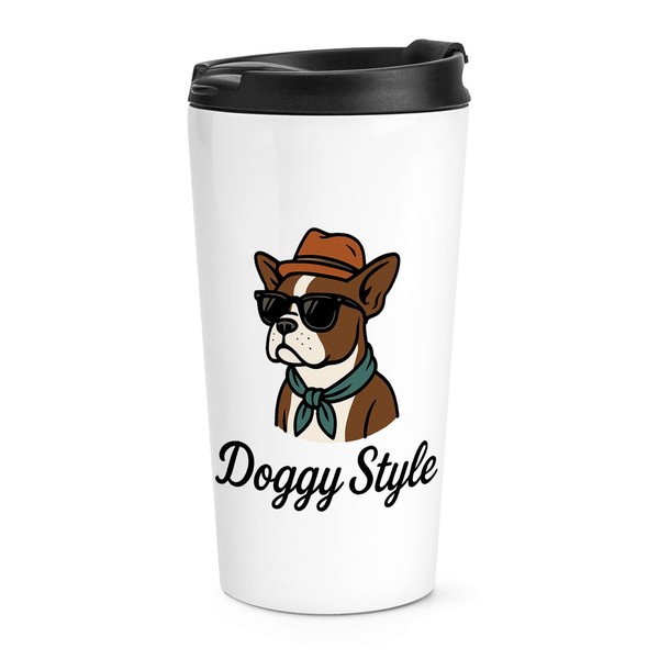 Gift Base Insulierte Reisekaffeetasse 16Oz Weiß Metall Doggy Style Rude Joke-image