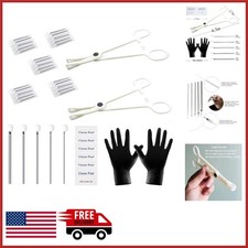 Complete Piercing Kit 35PCS for Ear, Nose, and Body with Needles and Clamps