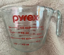 Pyrex Metric 1 Cup Glass Liquid Measuring Cup Clear/Red Markings Microwave Safe