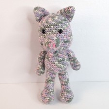 Hand Made Plush Crochet or Knit Pig Pink & Pu...