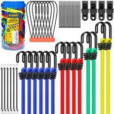 33 Piece Premium Bungee Cords Assortment Jar, Includes 10", 18", 24", 32", 40...