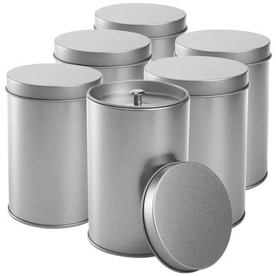 Yesland 6 Pack Tea Tin Canister with Airtight Double Lids, 12 12 Oz, Silver 