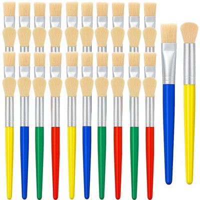 48 Pcs Paint Brushes for Kids Bulk Paintbrushes Set Large Chubby Round and Fl...