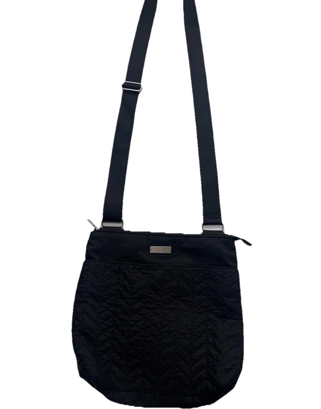 Baggallini Quilted Crossbody Bag Black Lightweight Nylon Travel Purse