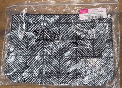 New Thirty-One Large Zipper Pouch Bag, chevron Squares Pattern. NIB