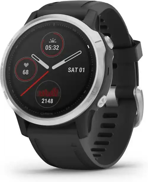 Garmin Fenix 6S 42 mm schwarz am Silikonarmband schwarz