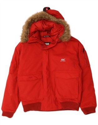 Helly Hansen wattierte Herrenjacke mit Kapuze UK 40 Large rot Nylon AN04