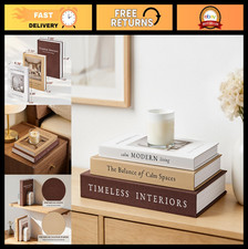 Set of 3 Decorative Stackable Fake Books for Coffee Table Shelf Decor - Modern