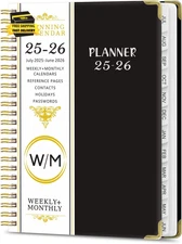 Jul 2025 -Jun 2026 Daily Planner, Spiral Notebook, Appointment Book, Calendar Pl