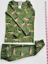 Hatley Toddler Pajama Set Long Johns Age 3 Brown Moose On Green Meadow NWOT