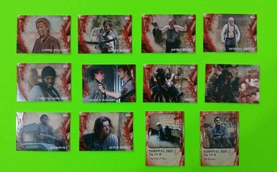 2016 Topps The Walking Dead Survival Box 12pc Lot: Carol, Daryl, Merle, Hershel+