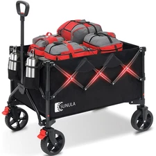 Collapsible Foldable Wagon Cart with 330lbs Weight Capacity, Heavy Duty Foldi...