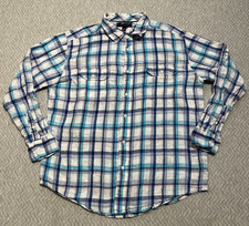 Tommy Hilfiger Shirt Men XL Extra Large White Blue Pink 100 Linen Button Preppy