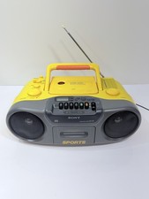 SONY CFD-970 Sports Yellow Boombox CD Cassette AM/FM Radio Vintage 1990s Tested