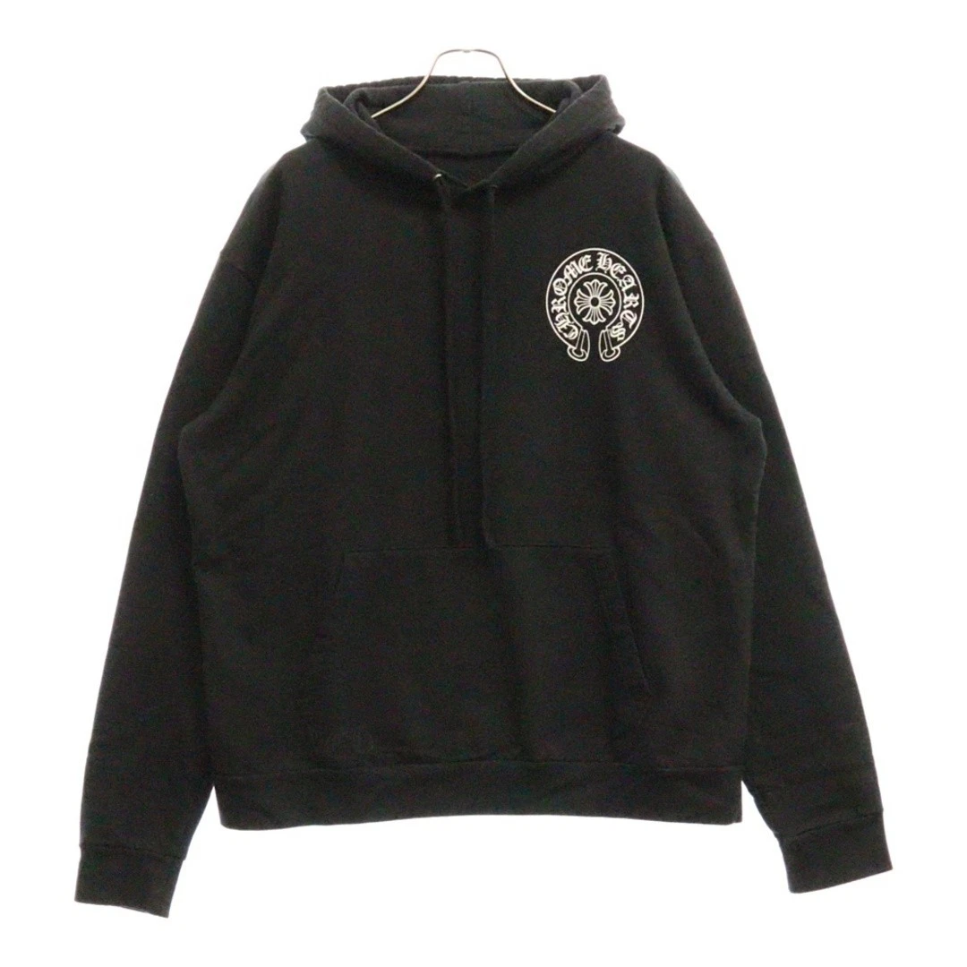 Felpa con cappuccio pullover CHROME HEARTS SWTSHRT PLVR stampa ferro di cavallo Osaka nera usata 3019