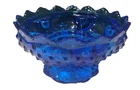 VINTAGE Fenton Blue Glass Hobnail 6 Candle Holder Candle Bowl Pedestal Base 6.5"