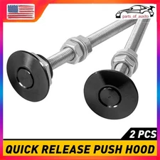 Push Button Quick Release Hood Bonnet Pins Lock Clip Car Bumper Latch Kit Black