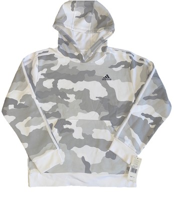 Adidas AOP France White Camo HD Hoodie YOUTH  Large Pocket  NWT