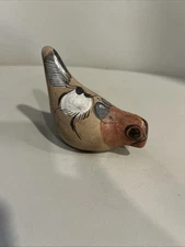 Tonala Mexican Folk Art Bird Vintage Hand Painted Dove Orange 4”x3”