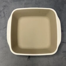 Pampered Chef Square Baker Stoneware 1232 Taupe/Beige/White Handles No Lid