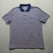 Saddlebred Men's Size Large Navy White Striped Short Sleeve Polo Shirt