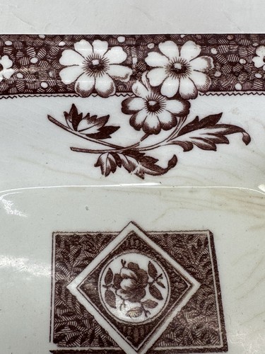 Antique Aesthetic Brown Transfer Square Bowl Kenilworth Alcock & Co England - Picture 5 of 10
