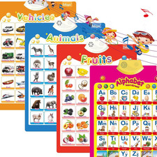 4Pcs Electronic Interactive Alphabet Wall Chart for Kids, ABC Learning for Toddl