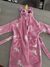 Girls Unicorn Hooded Bathrobe Pink 3T-4T
