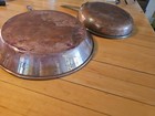 2 Vintage Copper Pans Skillet Frying Pan Brass Handle Portugal  — photo 8