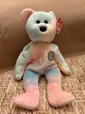 1999 B.b Birthday Bear Rainbow B-day Ty Beanie Baby Retired MWMT 10th Gen birth