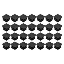 28Pcs Square Plastic Plugs 15.5 x 15.5mm PE Pipe Tubing End Caps for Tube Black