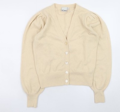 Strickjacke Pullover Damen UK Größe S ICHI Beige