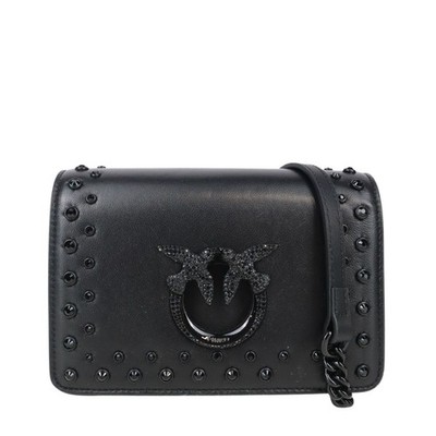 Pinko Damen Tasche Umhängetasche Schwarz Leder Ledertasche Crossbody Bag Klein