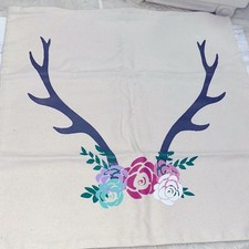 Floral Antler Canvas throw pillow cover