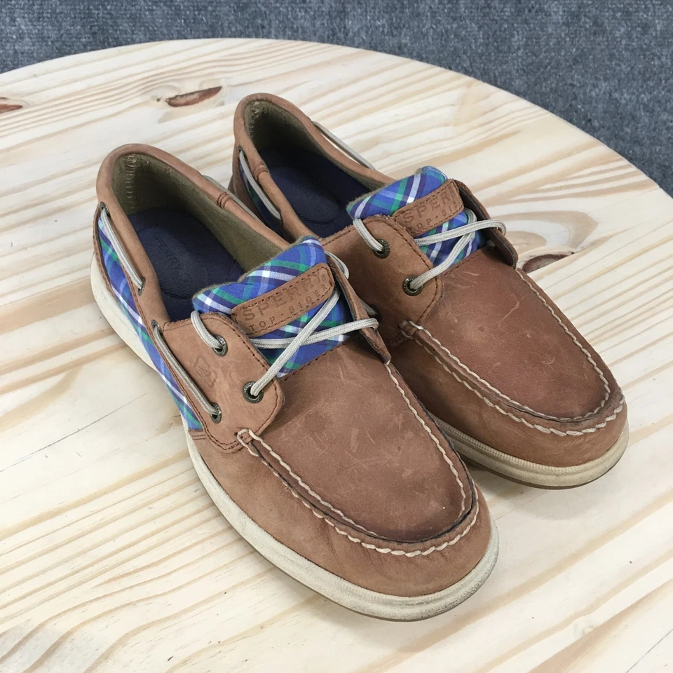 Zapatos Sperry para mujer 8M barco cuero marrón sin cordones sin usar, puntera informal con cordones cómodos Foto 3 de 4