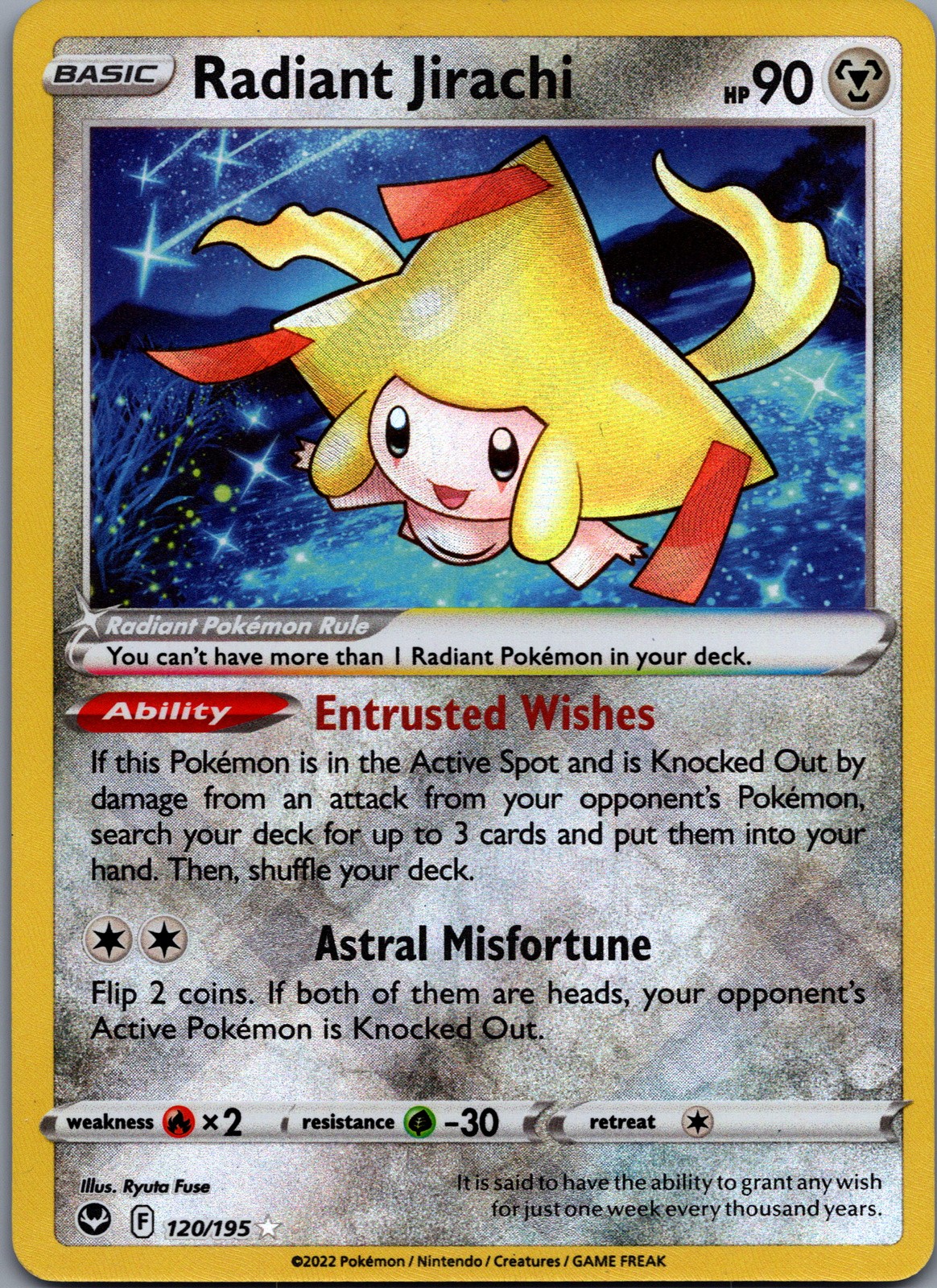 Radiant Jirachi 120/195 Silver Tempest Radiant Rare NM