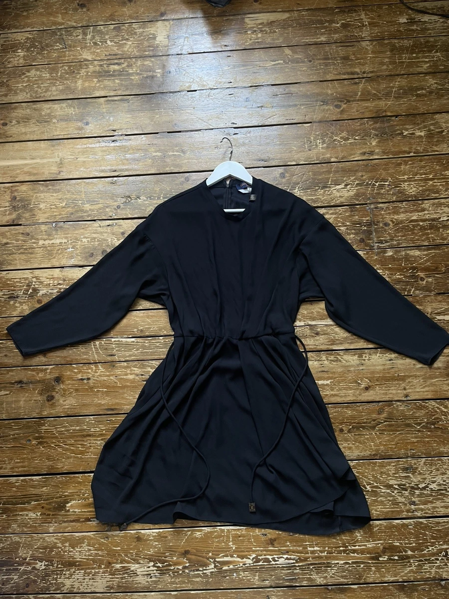 what makes a dress black tie Louis Vuitton Logo Knit Animal Print Leather Trim A-Line Dress Green Black