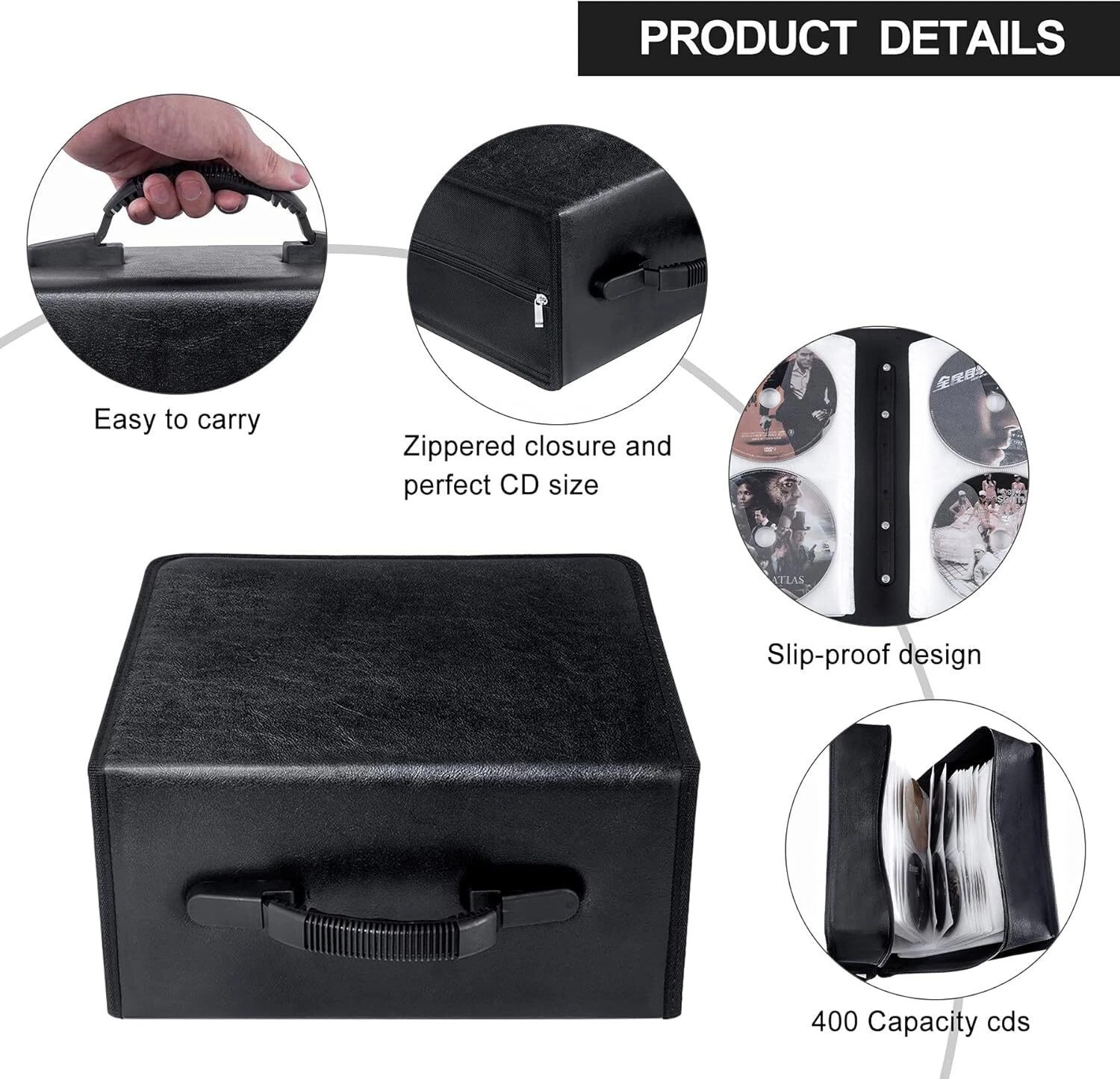 400 Discs Portable CD DVD Organizer Storage Koskin Wallet Holder Bag Case Album