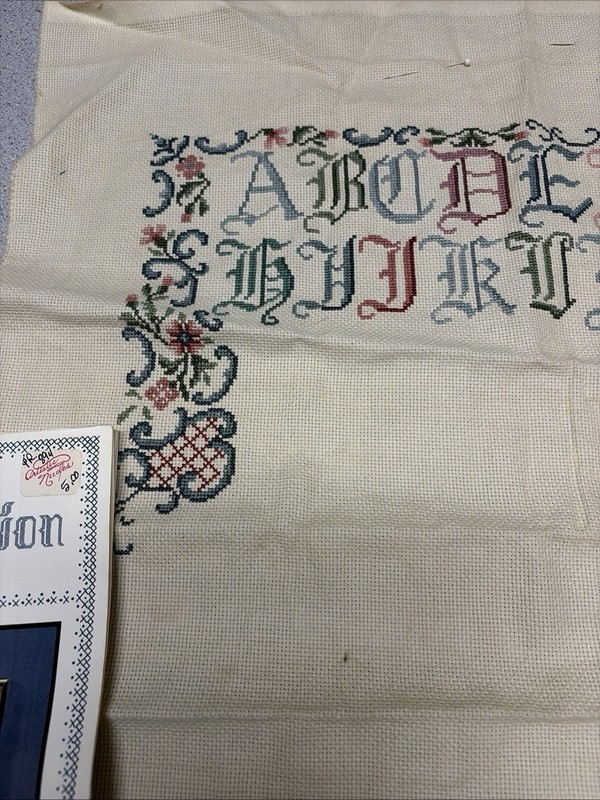 Pat Rogers Counted Collection Cross Stitch AN ENGLISH ALPHABET  Partially Finish