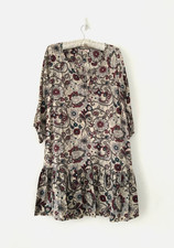 Roxy Dress Women's VTG Y2K Retro Floral Clear Sequins 3/4 Sleeves Cotton UK M