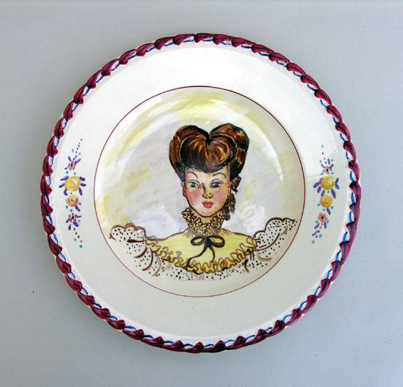 Vintage Vernon Kilns Hand Painted Portrait Woman 12