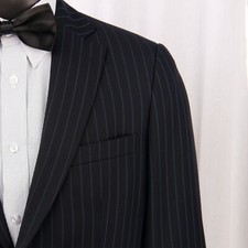 Premium Custom Made Men Suits Chalk Stripe Business Suits For Men,Midnight Blue