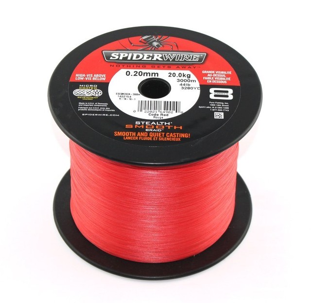 (0,079 €/ M) Spiderwire Stealth Smooth 8 Red Je 82ft, Braided Fishing