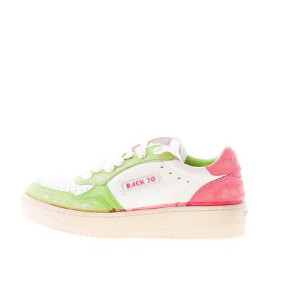 BACK 70 women shoes Slam D V7 sneaker white leather pink and green vintage