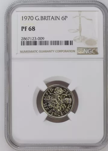 1970 Great Britain Sixpence 6 Pence 6P UK Proof PF68 NGC - QEII