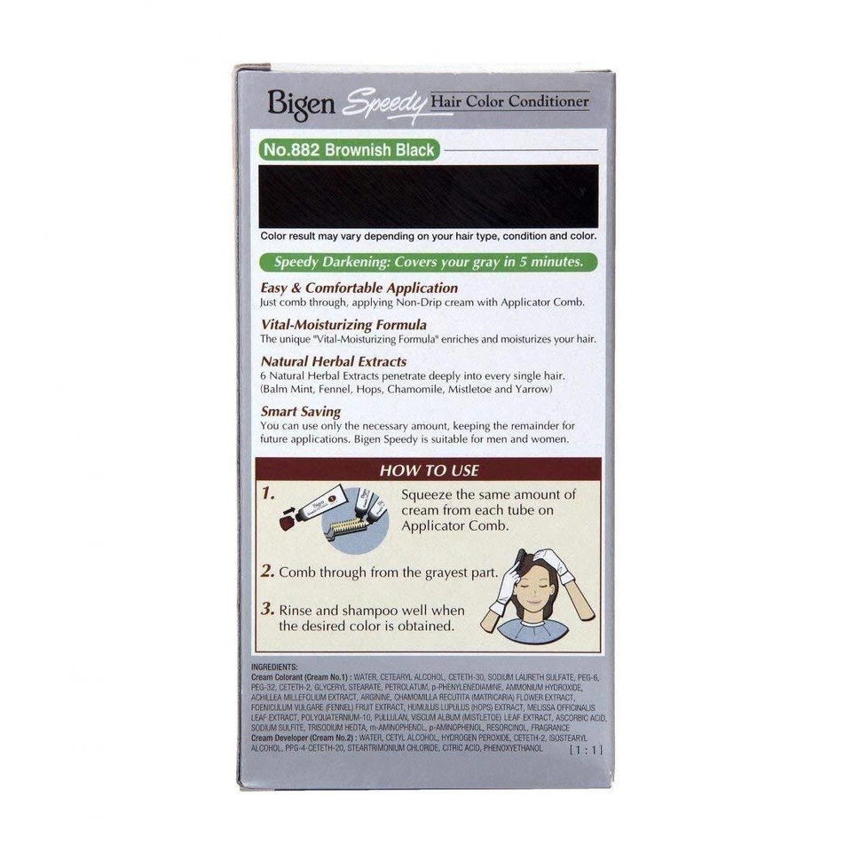 Acondicionador de color de cabello Bigen Speedy, tono marrón negro 882, 80 gm Foto 2 de 4