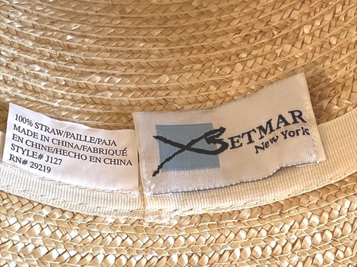 BETMAR NEW YORK, STRAW HAT WITH BEAUTIFUL BAND AND PINK FLOWER FLIP HAT - Picture 9 of 10