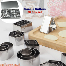 30Pcs Stainless Cookie Cutters Pasty Vege Fruit Biscuit Cake Baking Decor Mould