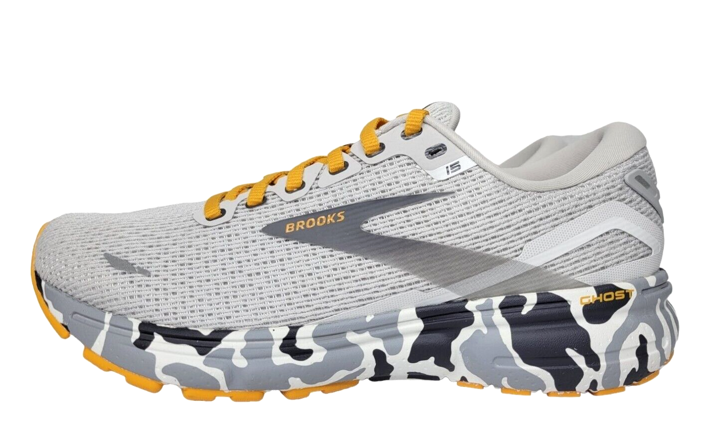 NEW Brooks Ghost 15 Running Shoes Grey/ Sunflower/ Camo Women's Size 7