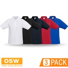 3 x Kids Sprint Short Sleeve Knitted Collar Sports Unisex Polo Shirt P300KS